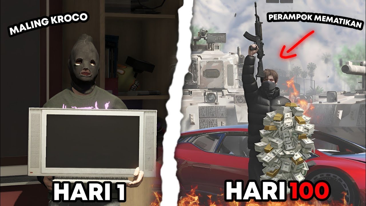 100 HARI DI GTA 5 MENJADI PERAMPOK PALING DIBURU
