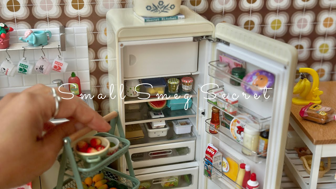 Miniature SMEG fridge: Space-Saving Secrets | Re-ment Dollhouse Kitchen