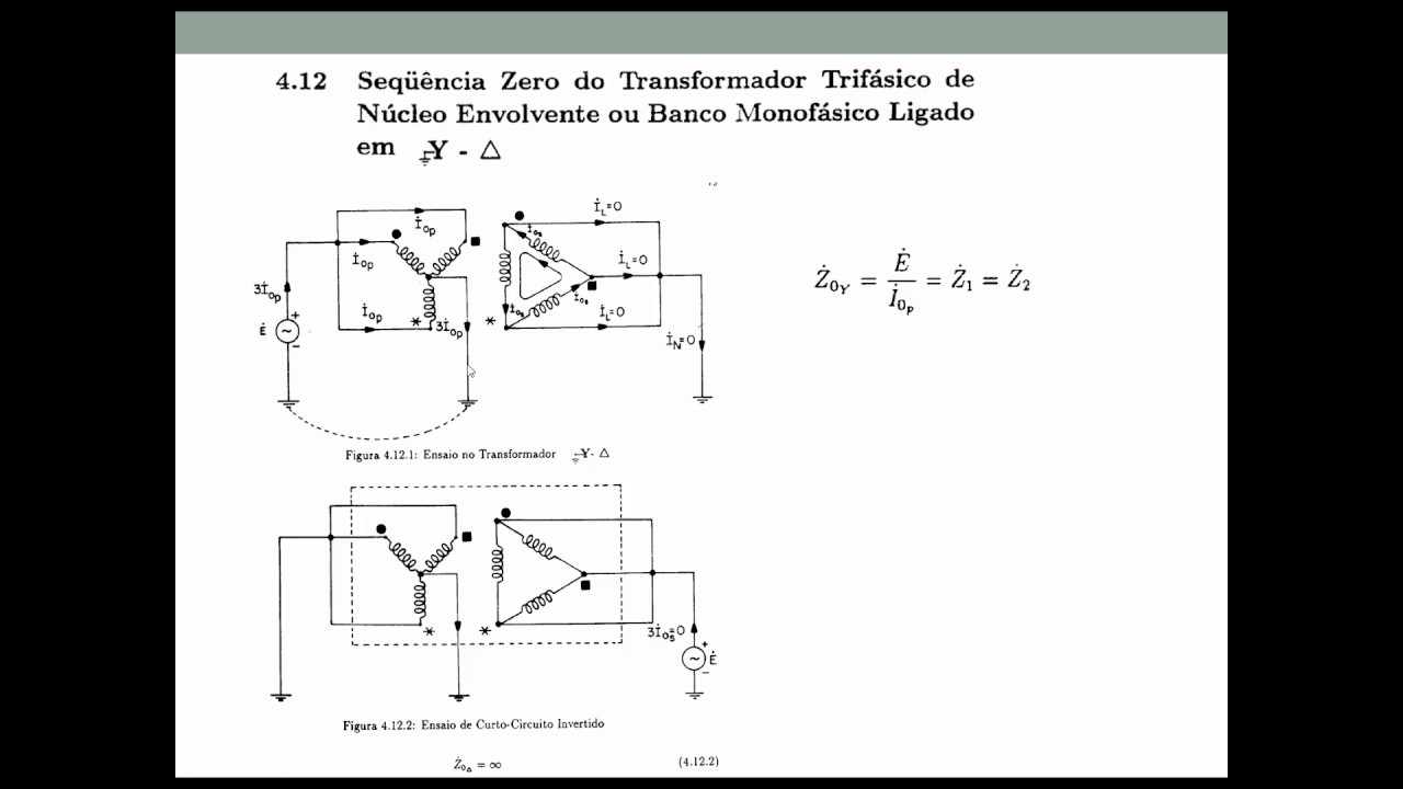 Curto Circuito no SEP Ensaios e Modelos de Sequencia Zero para Transformadores (06)