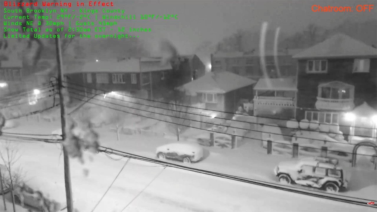 Blizzard SNOW STORM Cam NYC | SOUTH BROOKLYN | 12