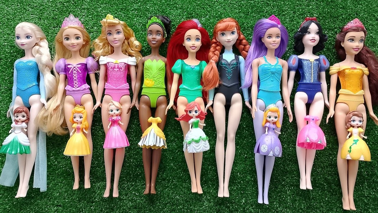 Disney Princess Mattel Collection Doll Makeover DIY Miniature ideas for Barbie Wig, Derss, Feceup