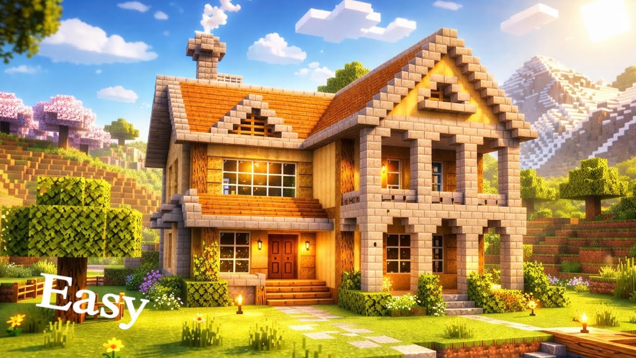 Easy Minecraft Survival House Tutorial 🏡 | Beautiful & Simple Starter Base