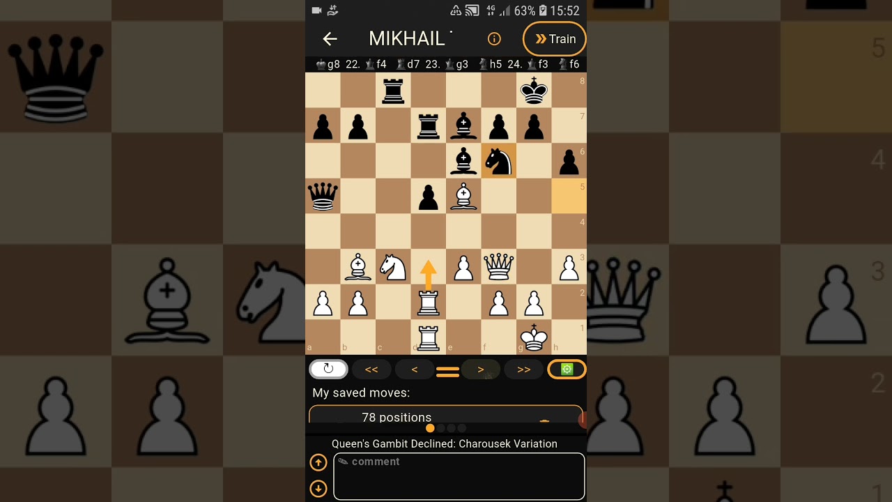 BELAJAR GAMBIT MENTRI DITOLAK, GARRY KASPAROV VS MIKHAIL TAL.