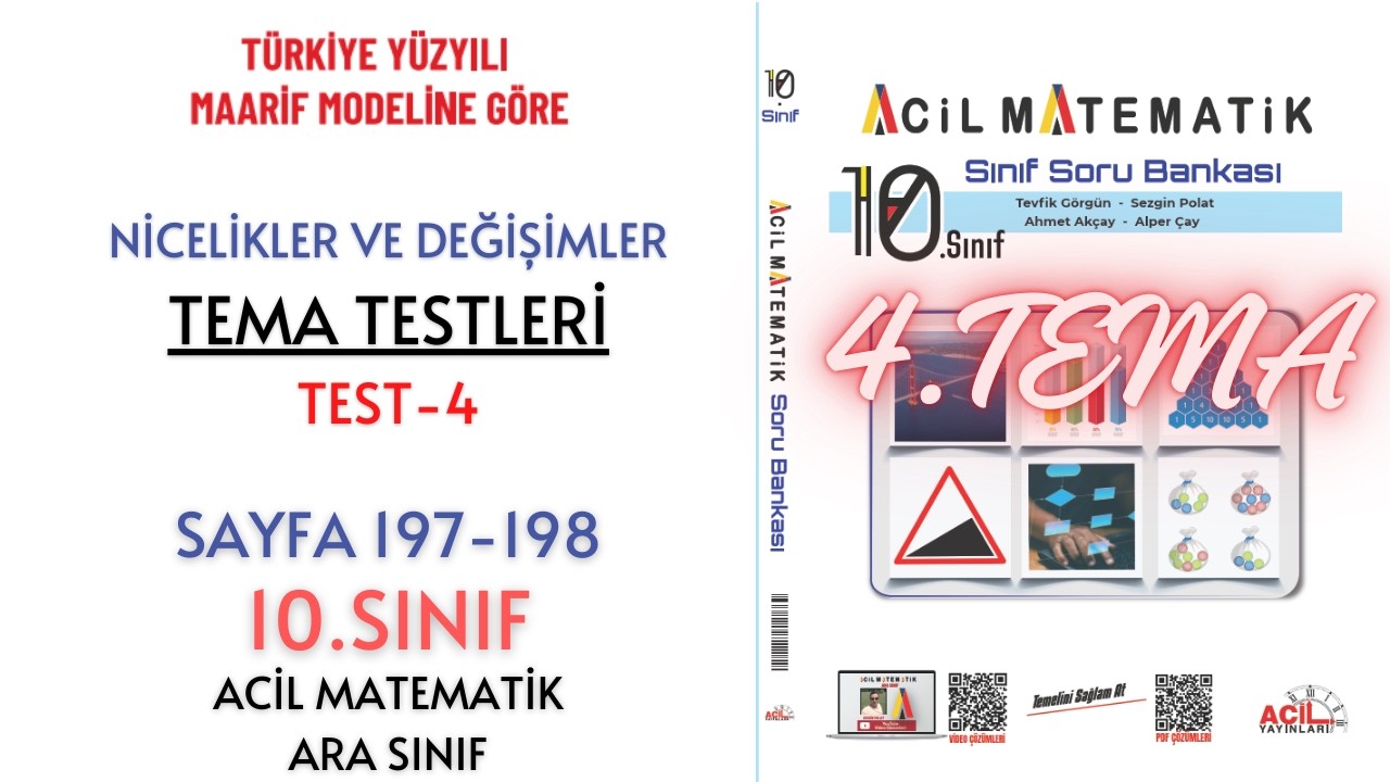 10.Sınıf Soru Bankası 4.TEMA TESTLERİ Test-4 Sayfa 197-198
