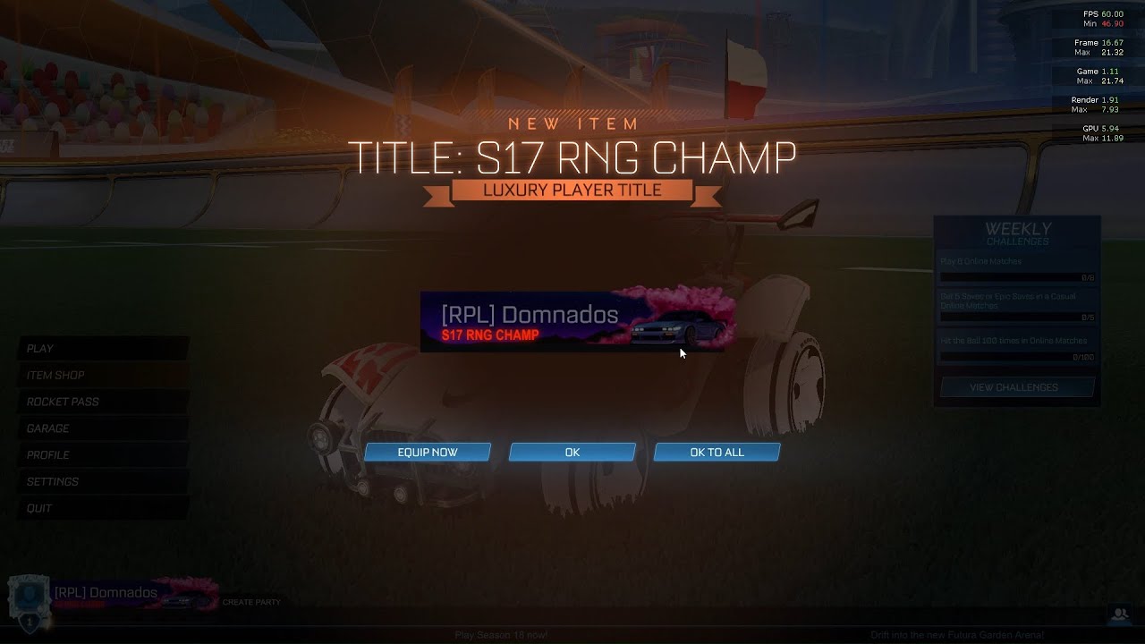 Claiming my second ever GC rewards in rocket league
