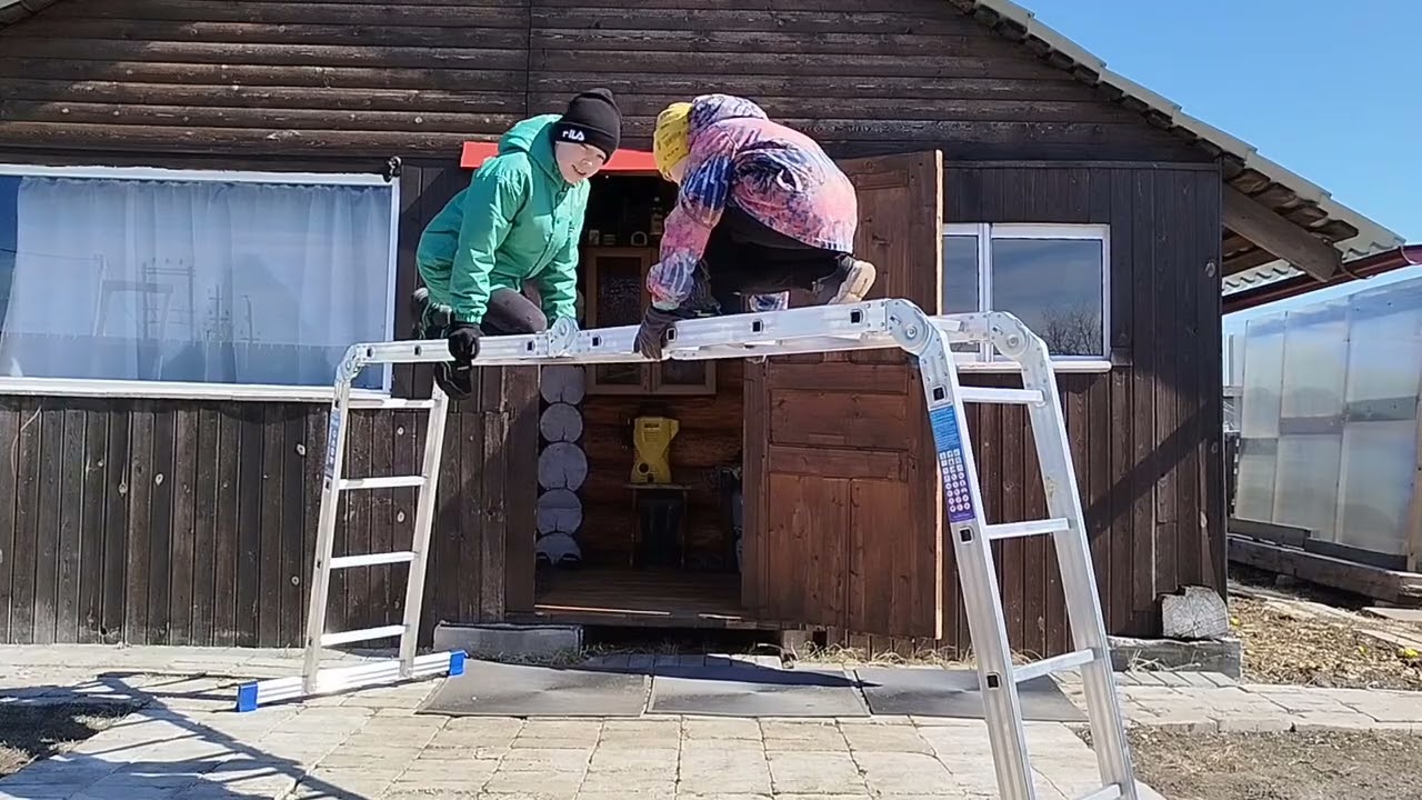 Лестница трансформер 4х4 MANOLIHOME, высота 4,55 м.и Краскопульт DEKO DKSG600.Обзор.