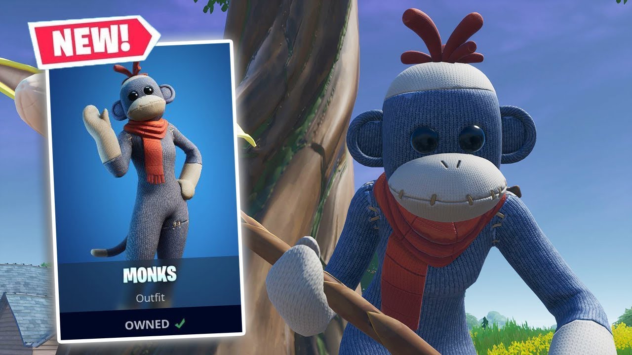 NEW MONKS Skin Gameplay in Fortnite! (SOCK MONKEY)