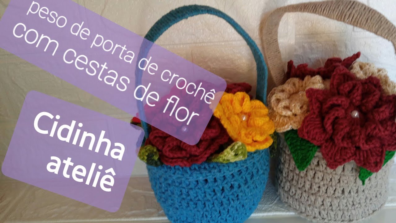 passo a passo do peso de porta de crochê com vaso de flores. @cidinhaateliê