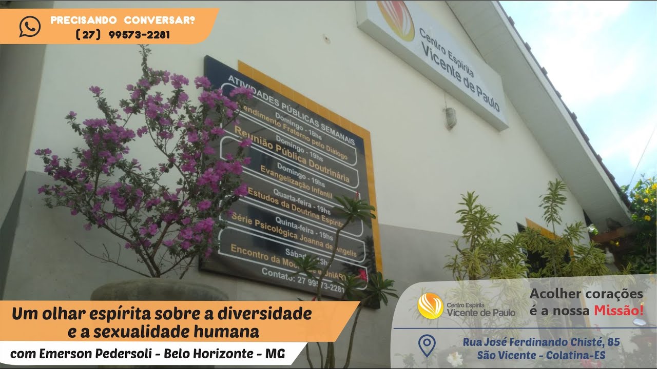 Um olhar espírita sobre a diversidade e a sexualidade humana - por Emerson Pedersoli - BH - MG