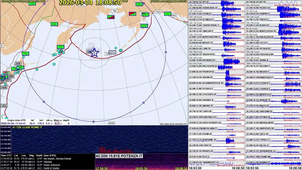 #Rat #Islands #Aleutian #Islands Mw 6.39 Depth 10.0 km 2026-03-04 17:54:38.030 UTC 52.17°N 176.568°E