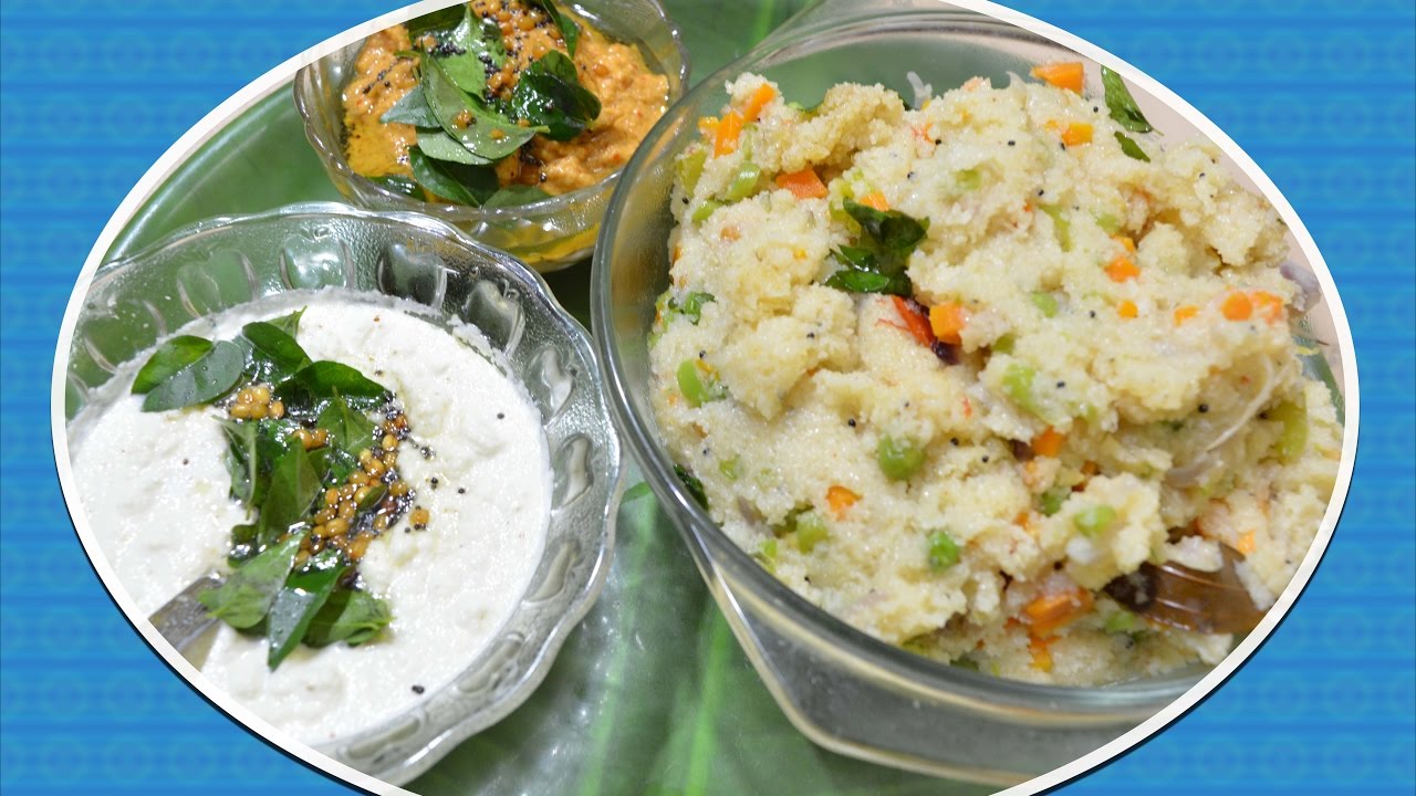 Rava Kichadi | Sooji Kichadi | Cabbage Chutney | White Chutney | Breakfast Menu - 6
