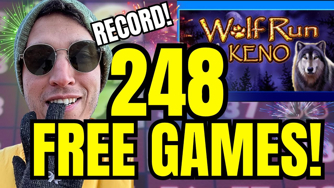YouTube Record! Biggest Free Game Bonus Ever &mdash; 248 Free Games on Wolf Run Keno 🐺🎰 #keno #kenonation