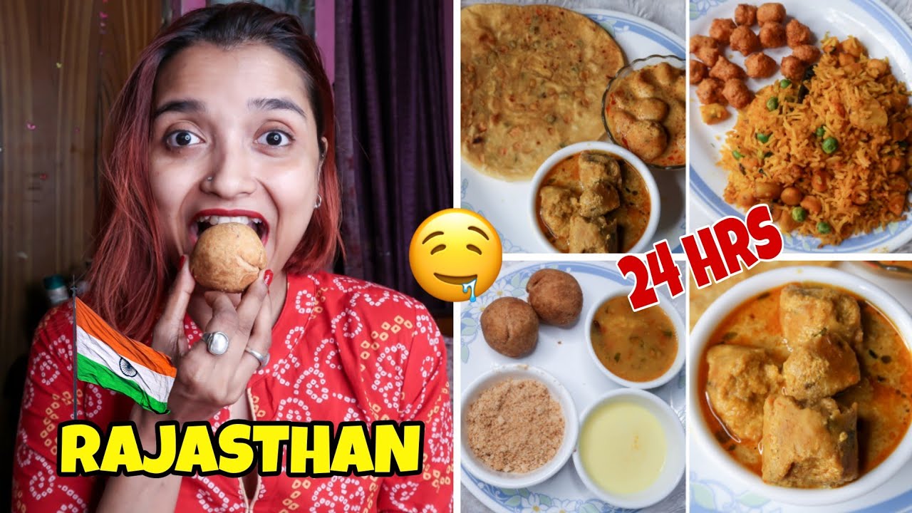 I Ate RAJASTHAN STATE Food For 24 HOURS CHALLENGE - EP6- Rajasthani GATTA CURRY Recipe - INDIA