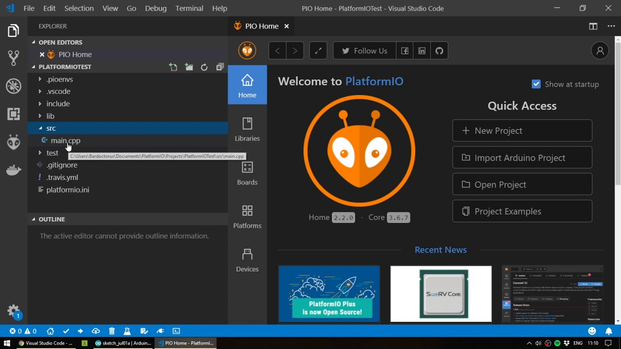 Как программировать Arduino в VSCode (используя Platform.io)