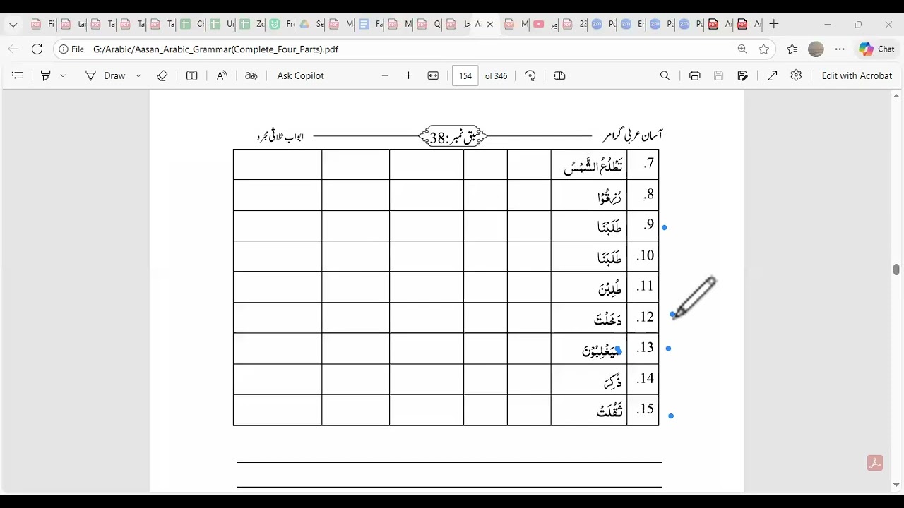 242: Kids & Adults Arabic Grammar Course - Practice worksheet, homework 8, Q 2, mixed concepts prac.
