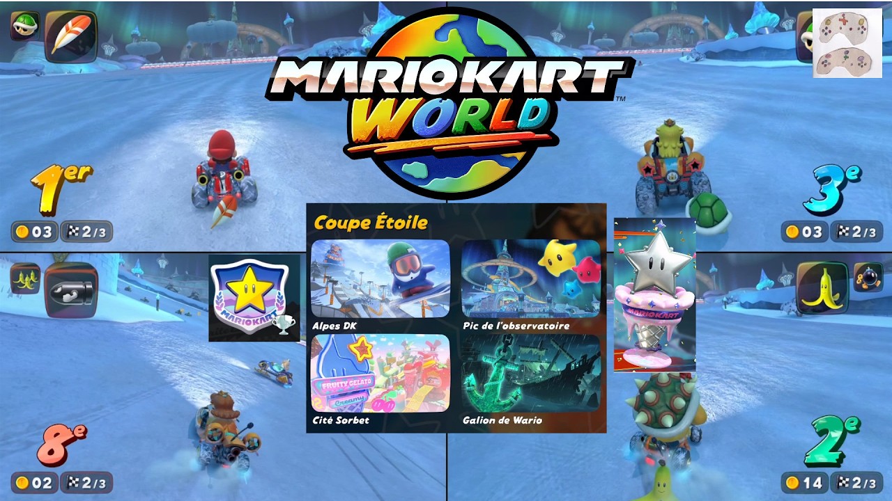 Coupe Etoile - Mario Kart World Grand Prix 150CC - 4 PLAYERS (Parents + Children) Gameplay