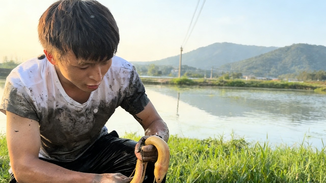 今天運氣真好抓到了金鱔，這一條可值錢了#熱門 #fishing