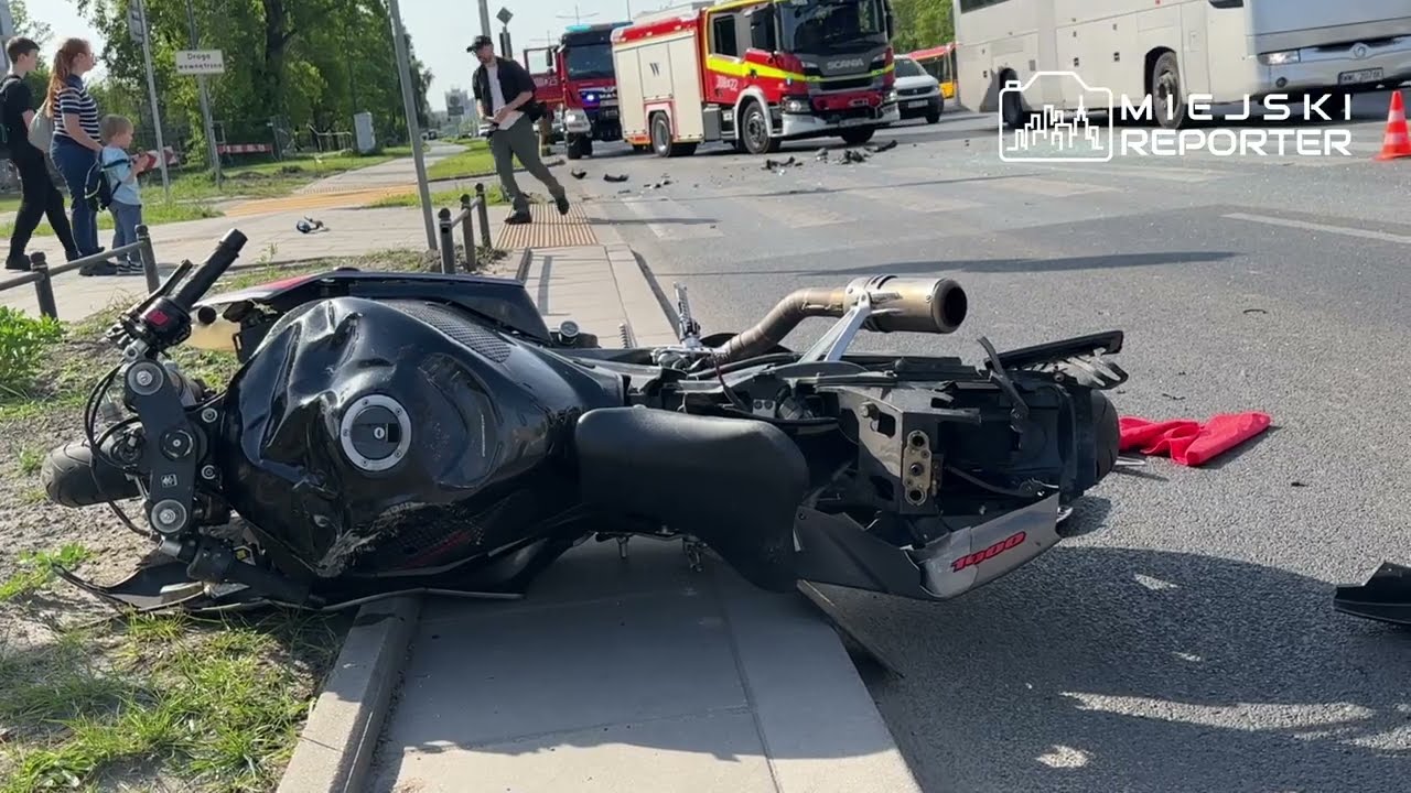 Wypadek motocyklisty na Grochowskiej. Ranny w szpitalu.