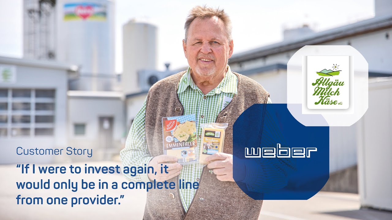 Cheese cubes, pieces, and slices on two Weber lines | Customer Story Allgäu Milch Käse