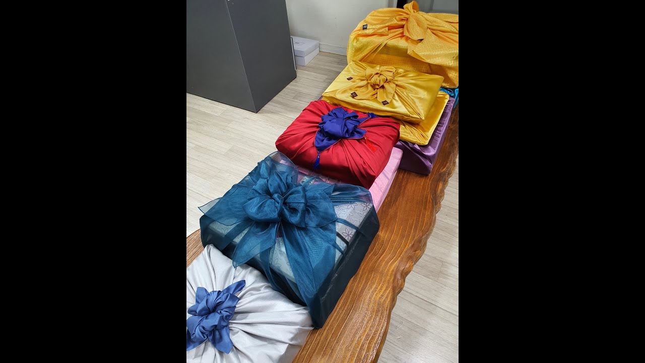 초간단! 3분도 안 걸리는 쉽고 빠른 선물용 보자기포장법 ( 예단포장/ 수국매듭/ 선물포장 )