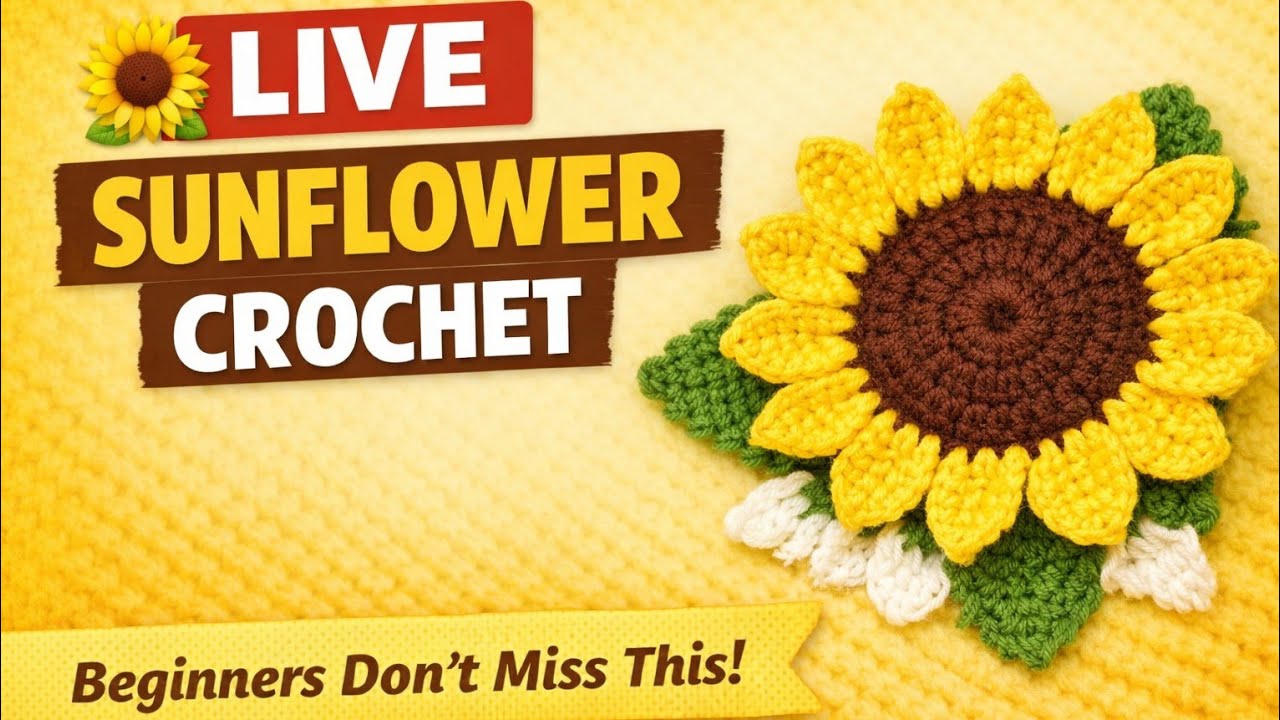 Let’s Crochet a Sunflower Together 🌻 | Beginner Friendly LIVE Tutorial