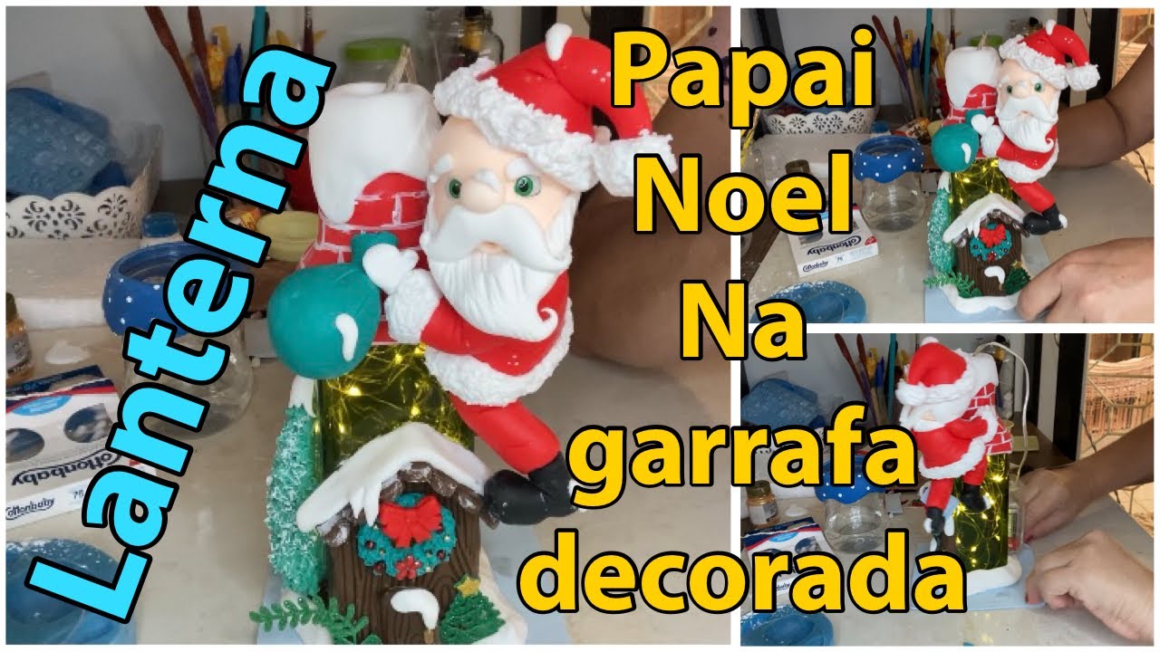 Papai Noel na garrafa decorada Parte 1/Arte com a Paty Biscuit