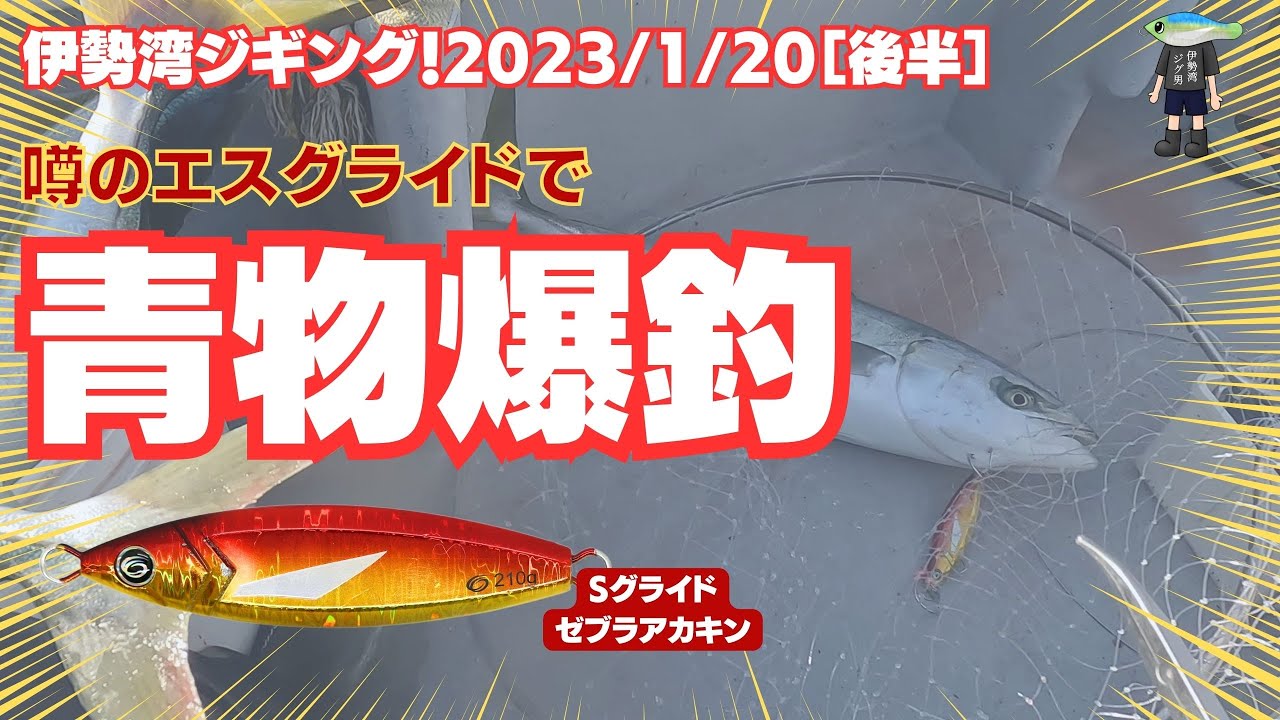 伊勢湾ジギング　2023/1/20 青物爆釣　後編　エスグライドでワラサ５連発！　S-GLIDE　ゼブラアカキン　210g　#ジギング  #伊勢湾ジギング  #エスグライド #青物　＃伊勢ジグ男