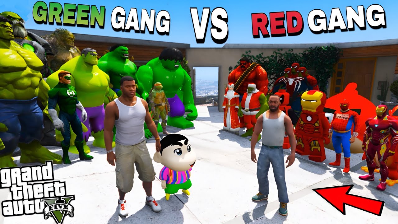Franklin Green Gang Vs Shinchan Red Gang In GTA 5!