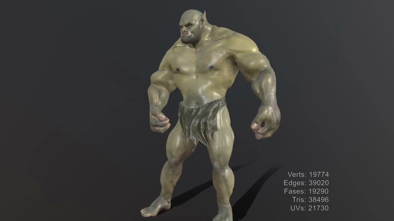 Orc Fantasy character 3D Low-poly model color2