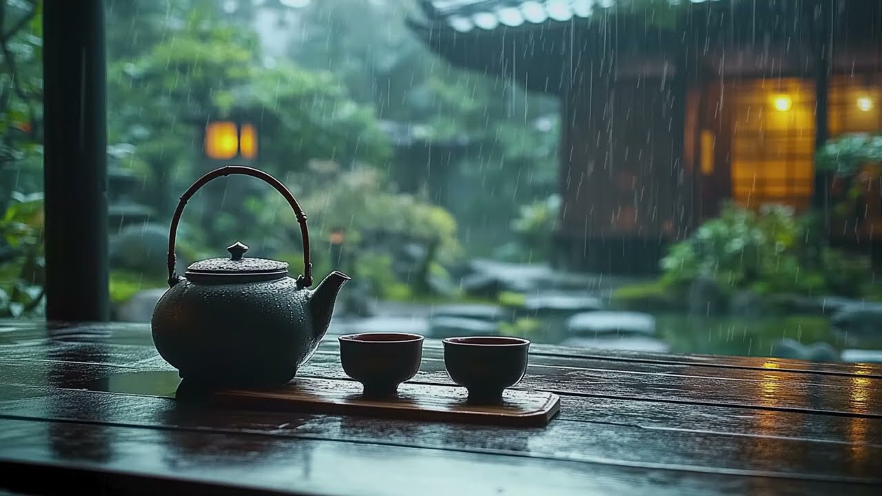 Gentle Rain Sound for Deep Sleep & Insomnia 💤 Cozy Tea Room Rain Ambience