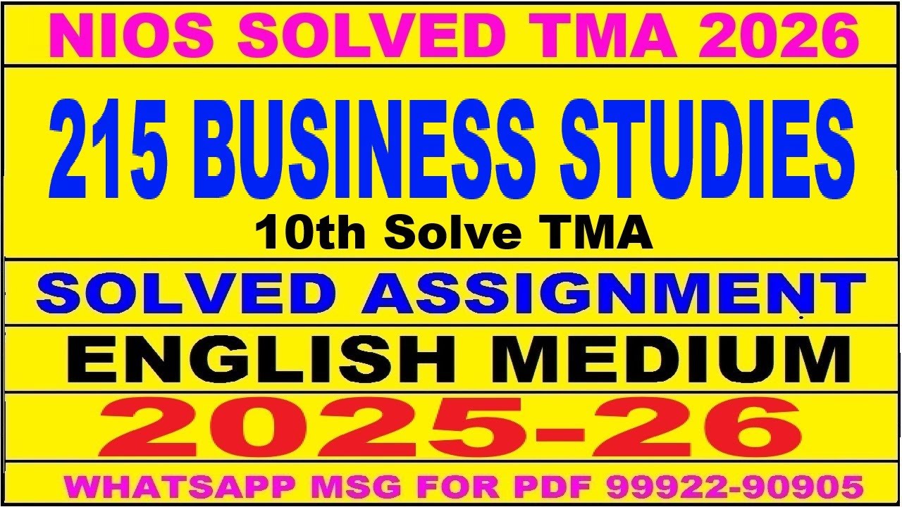 nios Business Studies 215 solved assignment 2025-26 | nios 215 tma solved 2025-26 Business Studies
