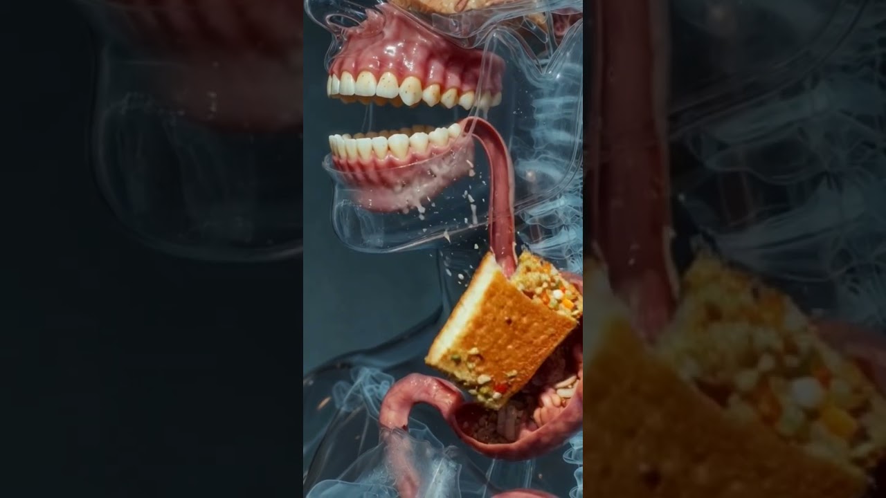 Food chewing by teeth 3D Animation video 