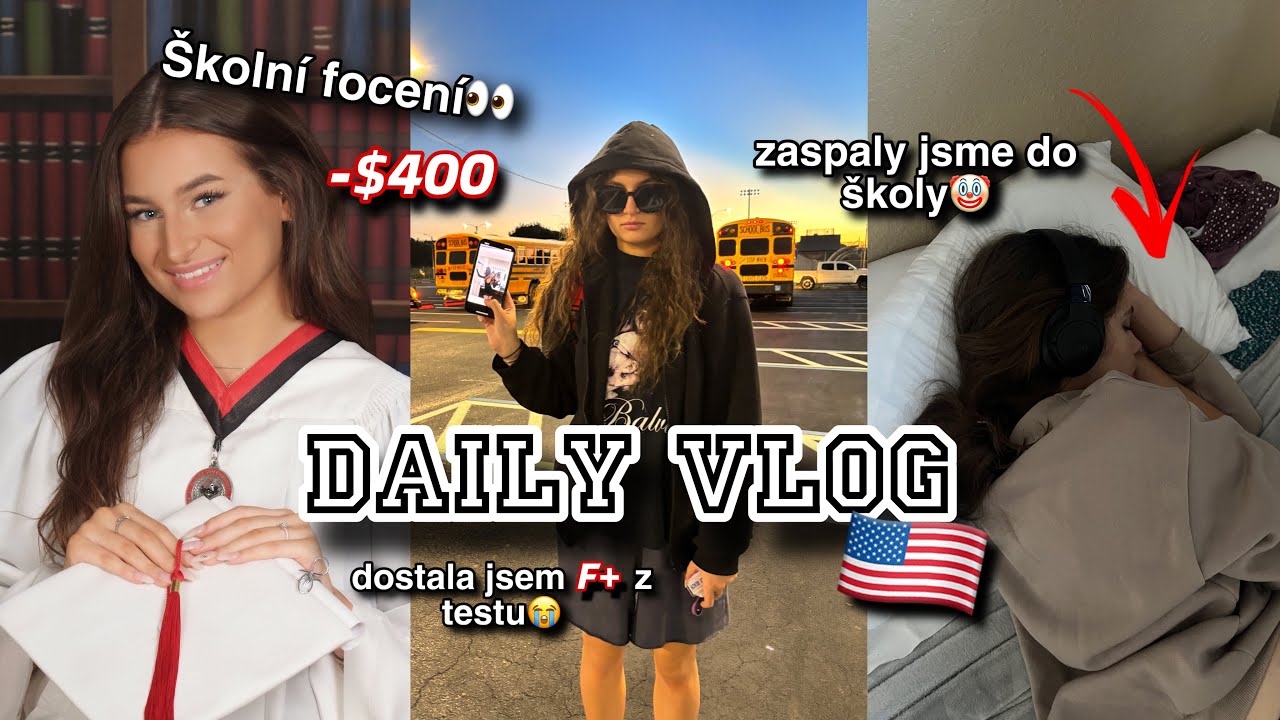 DEN NA AMERICKÉ HIGHSCHOOL🇺🇸🏫😯 (zaspaly jsme, focení do ročenky, haul…) VLOG