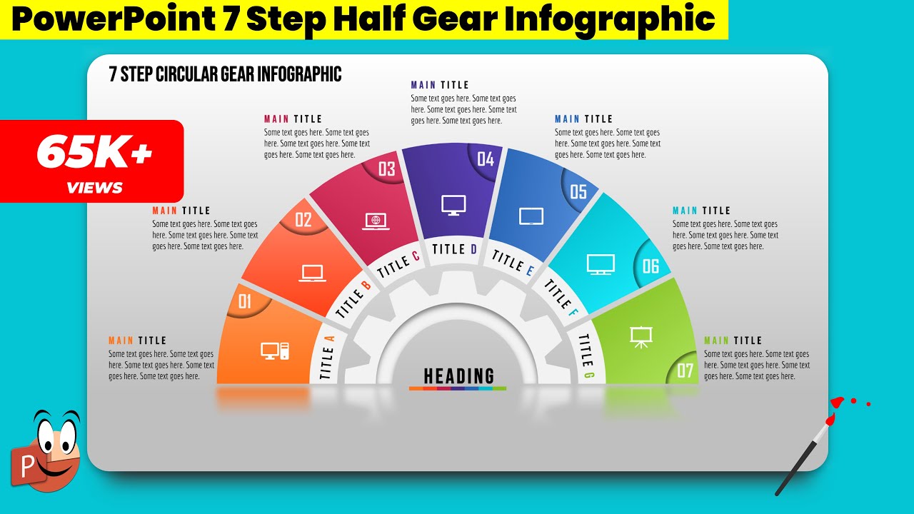 14.Graphic design | Office 365 | Free PowerPoint Templates | 7 Step Gear Infographic