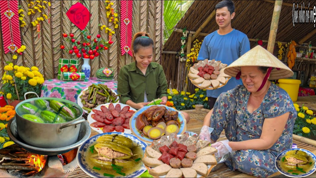 Khổ Qua Nhồi Thịt, Lạp Xưởng Chả Lụa | Bữa Cơm Gia Đình Ngày Tết Miền Quê || rice on Tet holiday