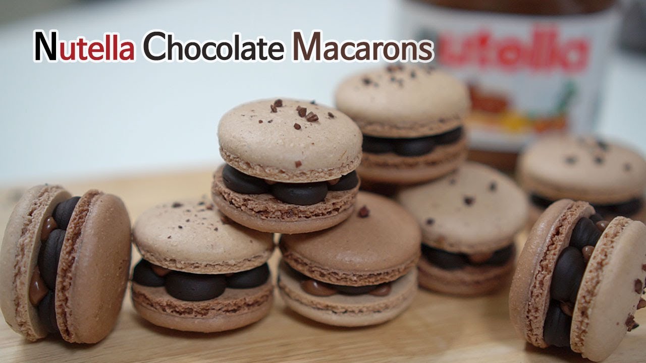 악마의 맛, 누텔라 초코 마카롱 🍫 Nutella Chocolate Macarons ヌテラチョコレートマカロン | 버니파이Bunnify