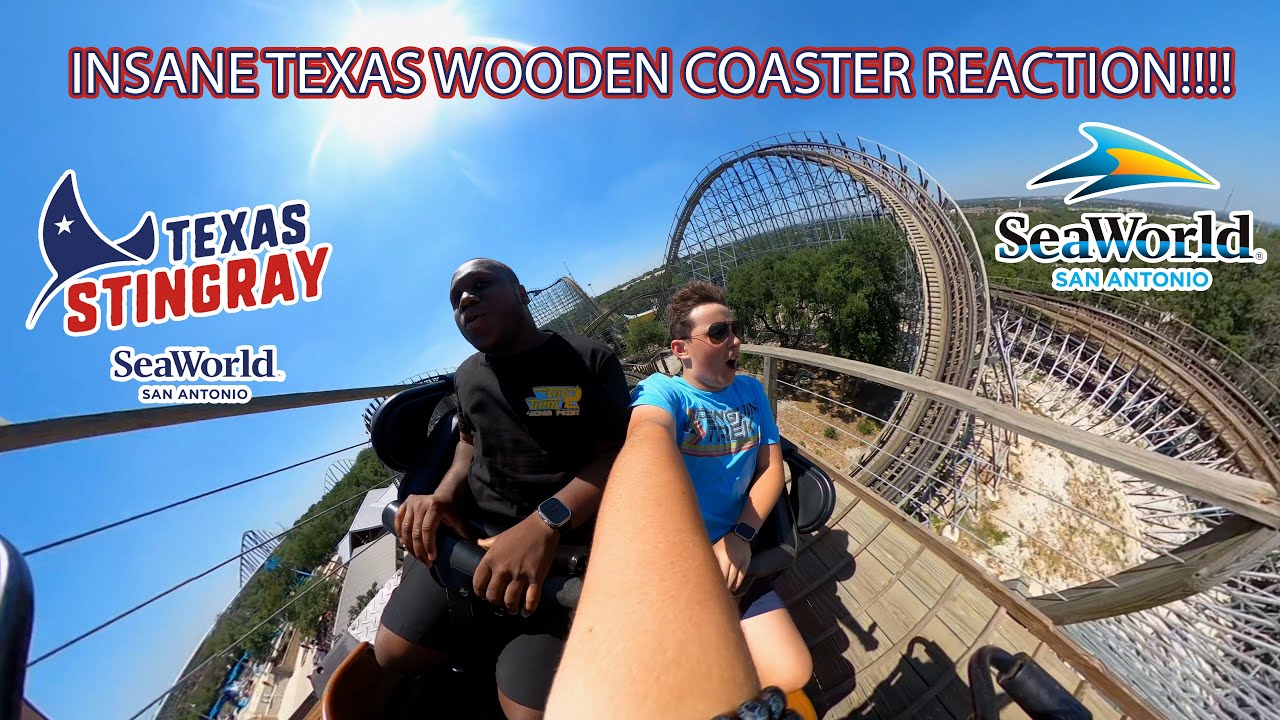 INSANE WOODEN ROLLER COASTER REACTION! Texas Stingray at SeaWorld San Antonio