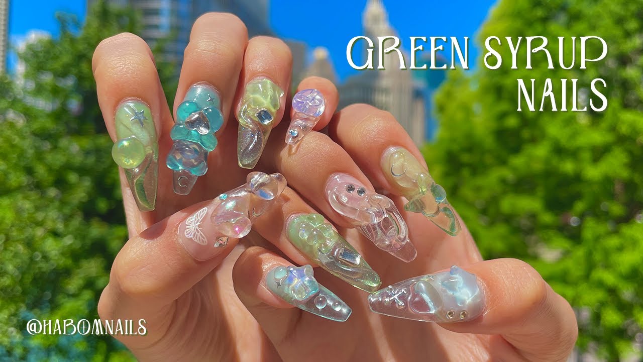 그린코어🍀 시럽네일 / 셀프 팁 연장 쉽게 하기✨ / 영롱한 네일 ASMR