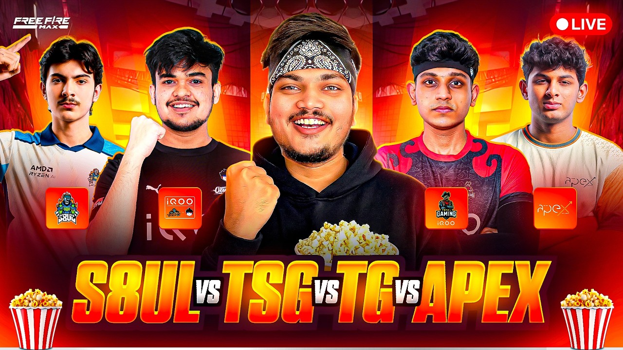 LIVE🔴 FREE FIRE TOURNAMENT TSG VS ELITE VS TG VS TAG CHAMPIONS TAKE IT ALL  - TSG RITIK