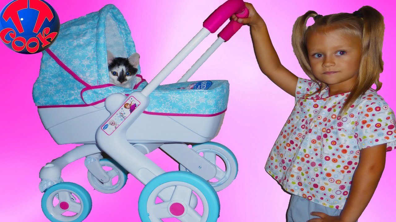 Коляска для куклы котенок и Ярослава. Игрушки для девочек Stroller for Baby Dolls Unboxing Toy