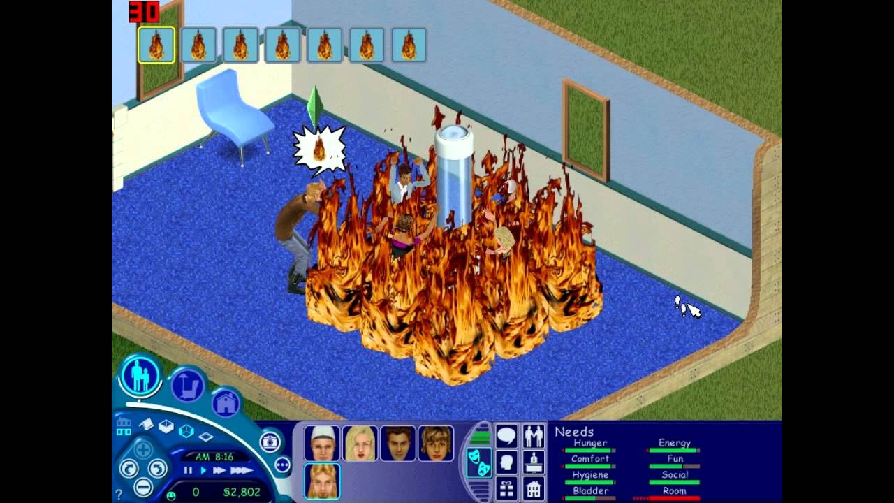 The Sims 1 - Oxygen Bar Fire Disaster
