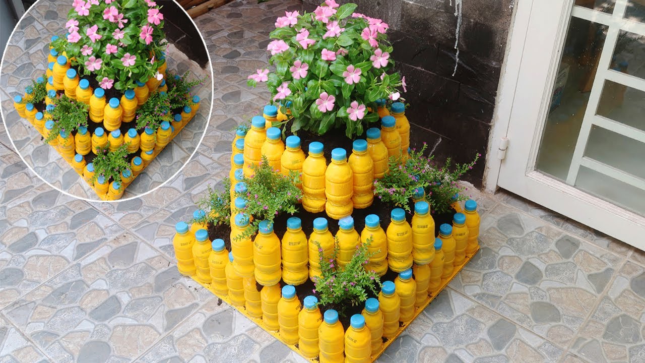 Amazing ideas for Making Flower Pot | Recycling plastic Bottles into flower Pot