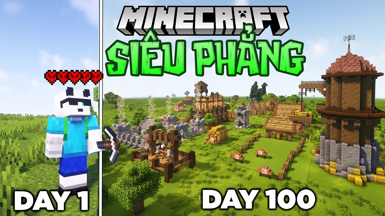 Minecraft 100 Ngày Sinh Tồn Thế Giới Siêu Phẳng HARDCORE !!