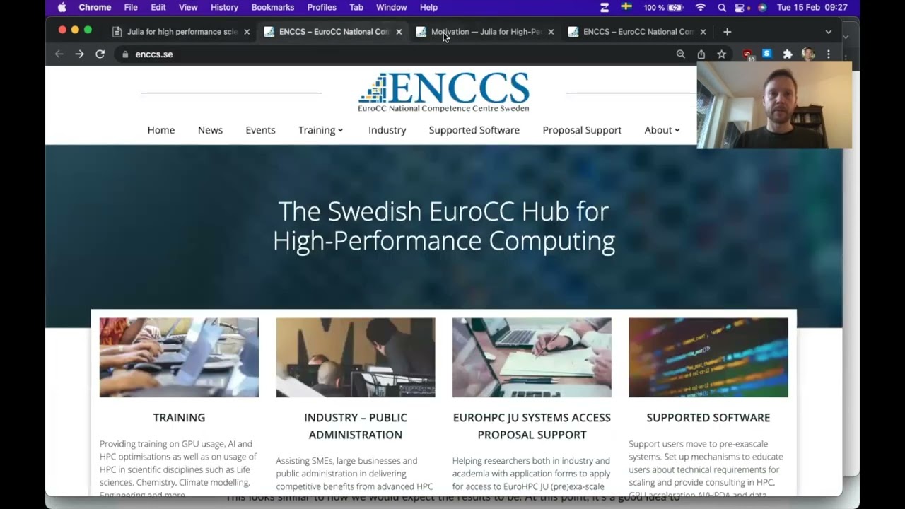Julia for High Performance Scientific Computing Workshop, ENCCS 15-16 Feb 2022