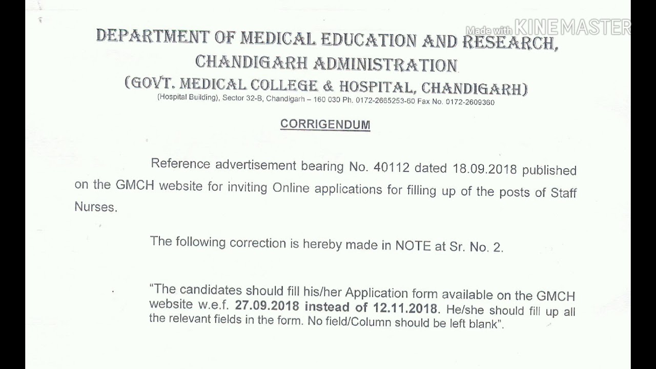 GMCH application form date extended