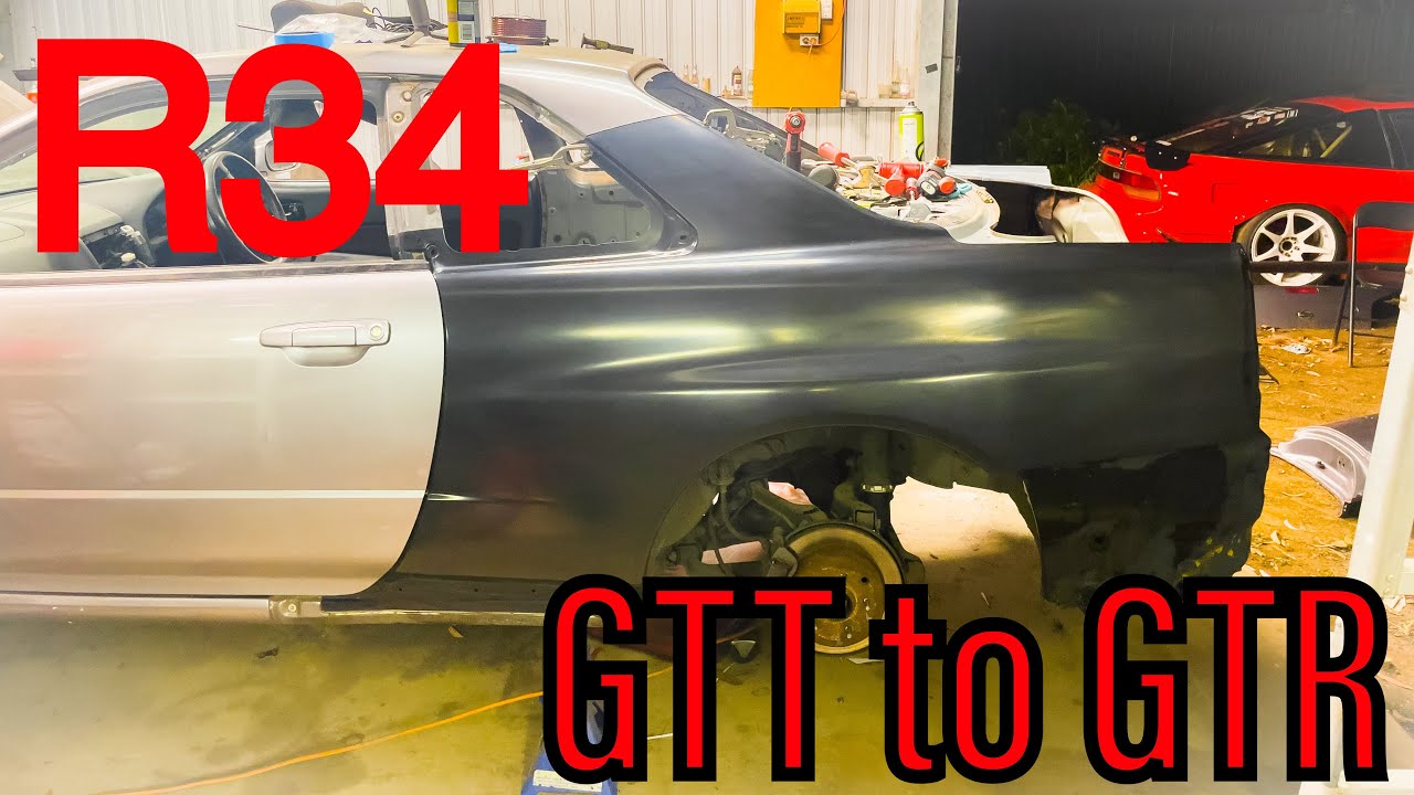 R34 GTR Rear 1/4 swap is complete - R34 GTT to GTR conversion [Ep17]
