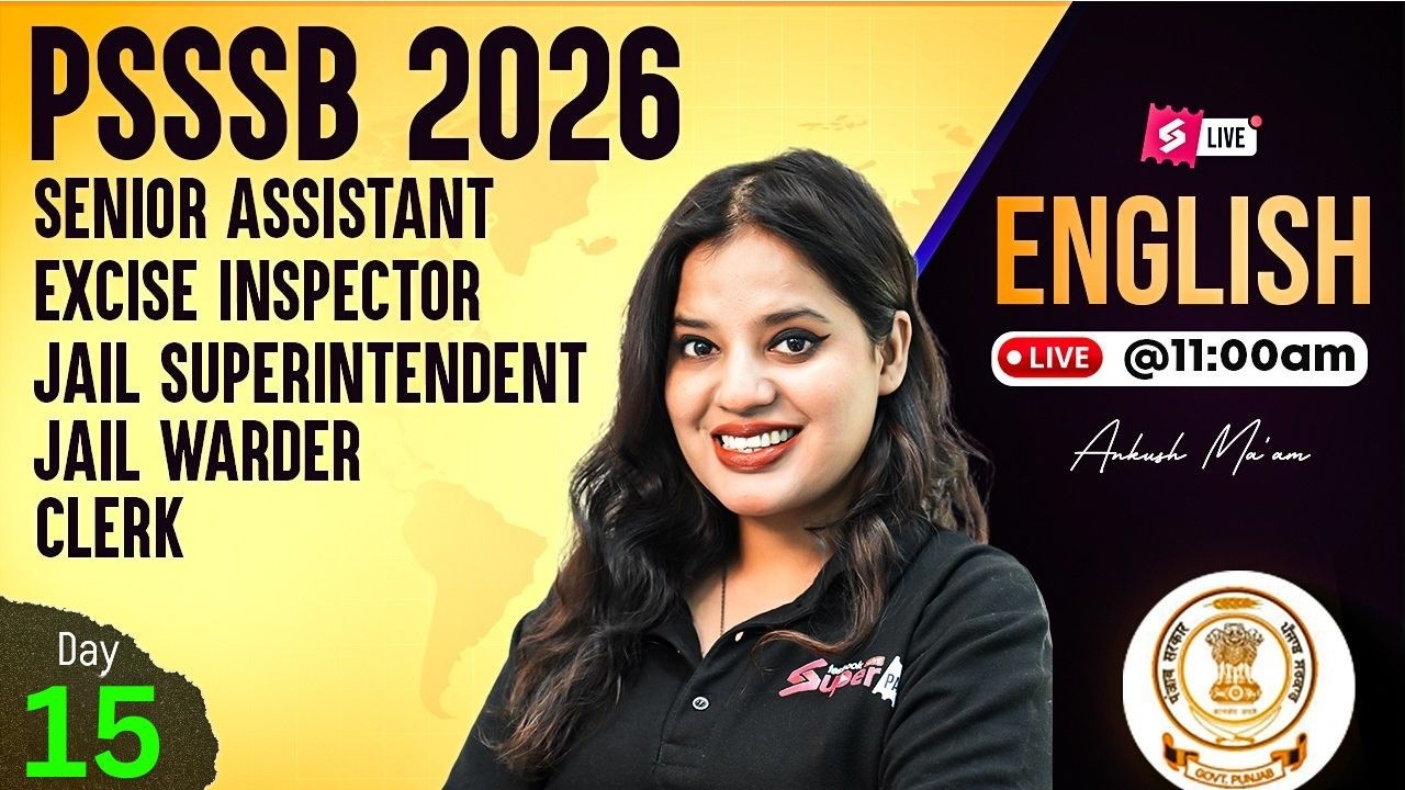 PSSSB Excise Inspector Preparation, Clerk, Jail Warder 2026 | English Class | Most Important Ques.