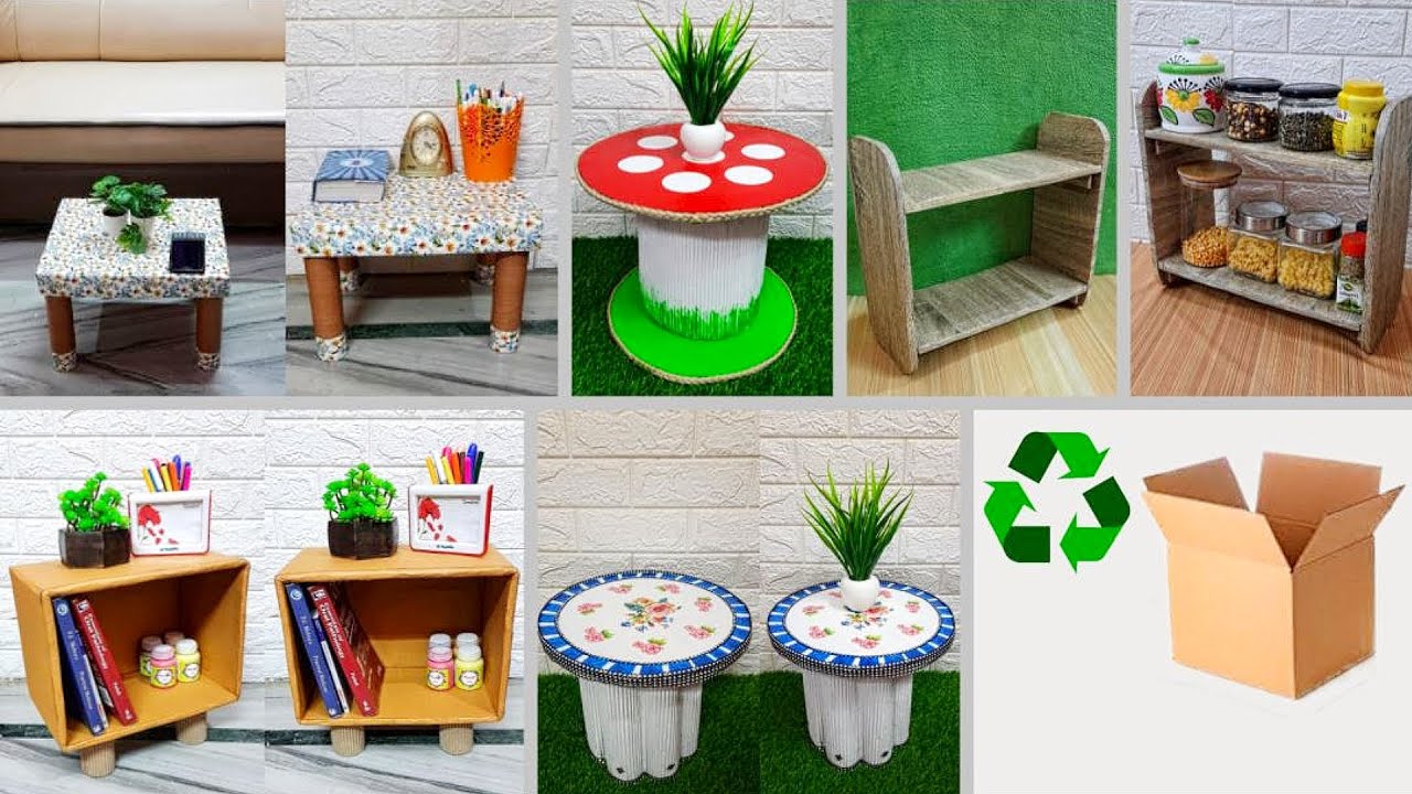 DIY 5 cardboard craft idea at home |best out of waste bed side table craft idea from cardboard