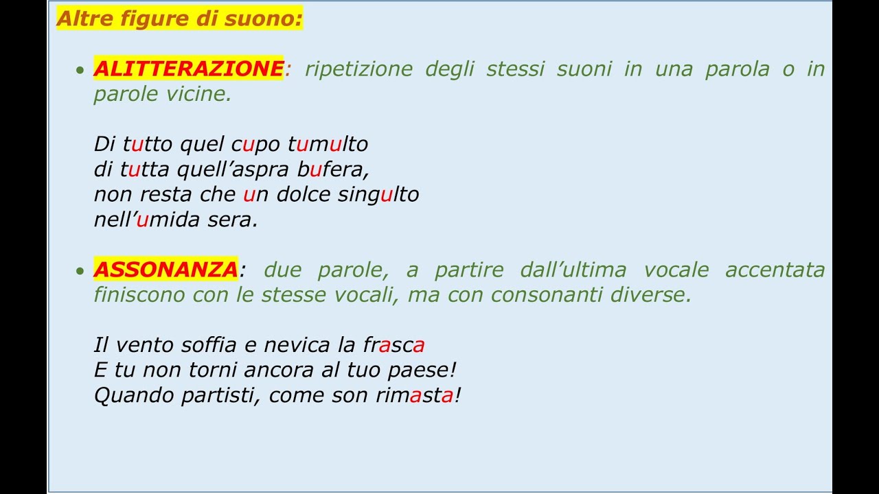 Poesia: allitterazione, assonanza, consonanza, onomatopea
