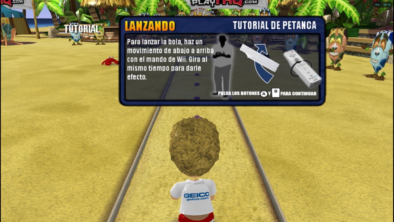 Big Beach Sports (Español) de Wii con emulador Dolphin. Gameplay Petanca Playa (1 jugador)